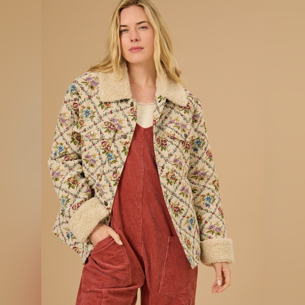 NWT Altar’d State Tapestry Floral Sherpa-Lined Jacket Coat X-Large - Picture 4 of 7